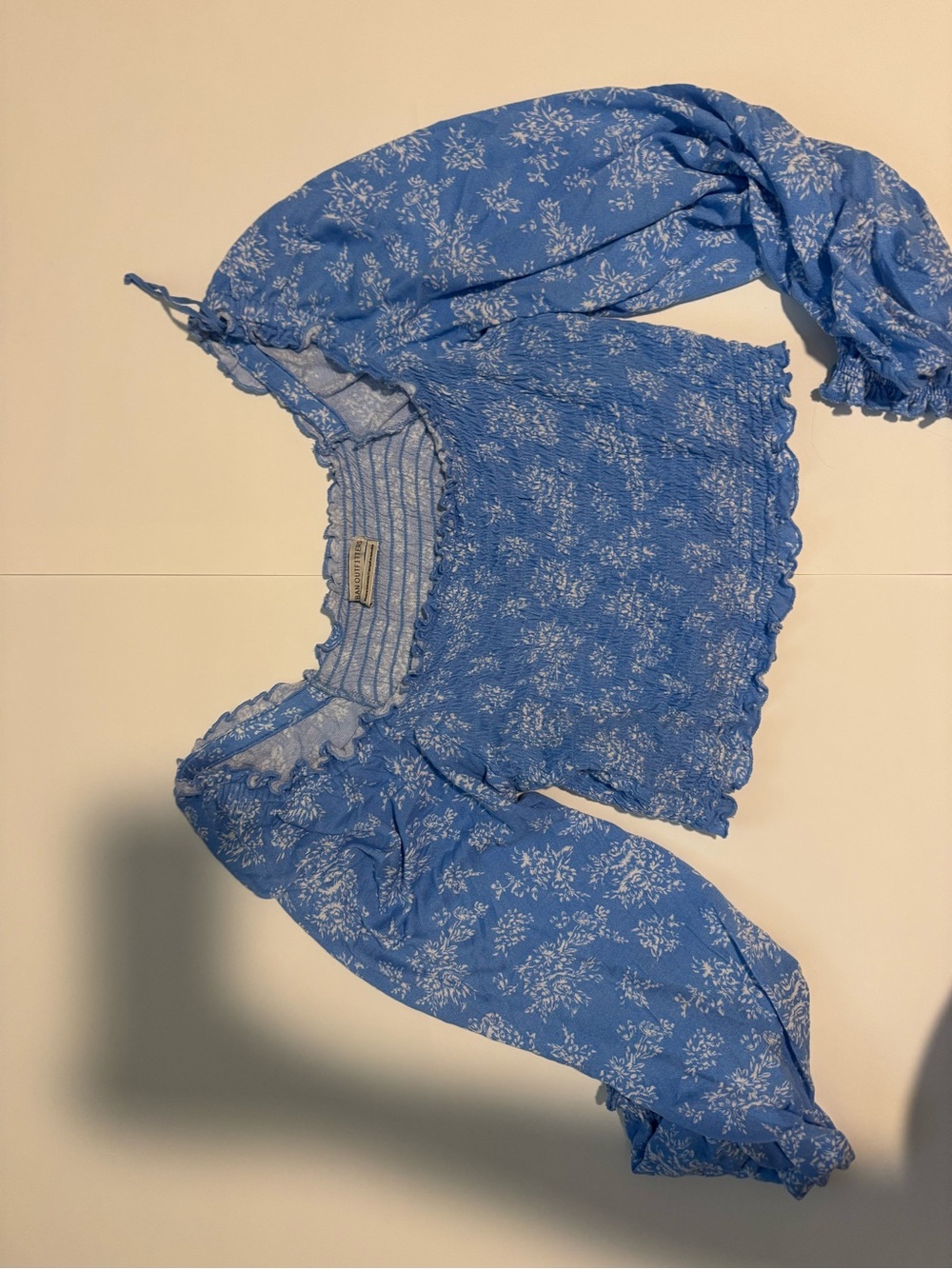 Urban Outfitters Light Blue Floral Smocked Top